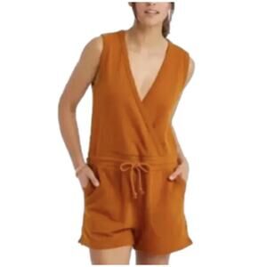 Universal Thread Romper Jumpsuit Shorts Copper/Orange/Rust Terry Women XS V-neck